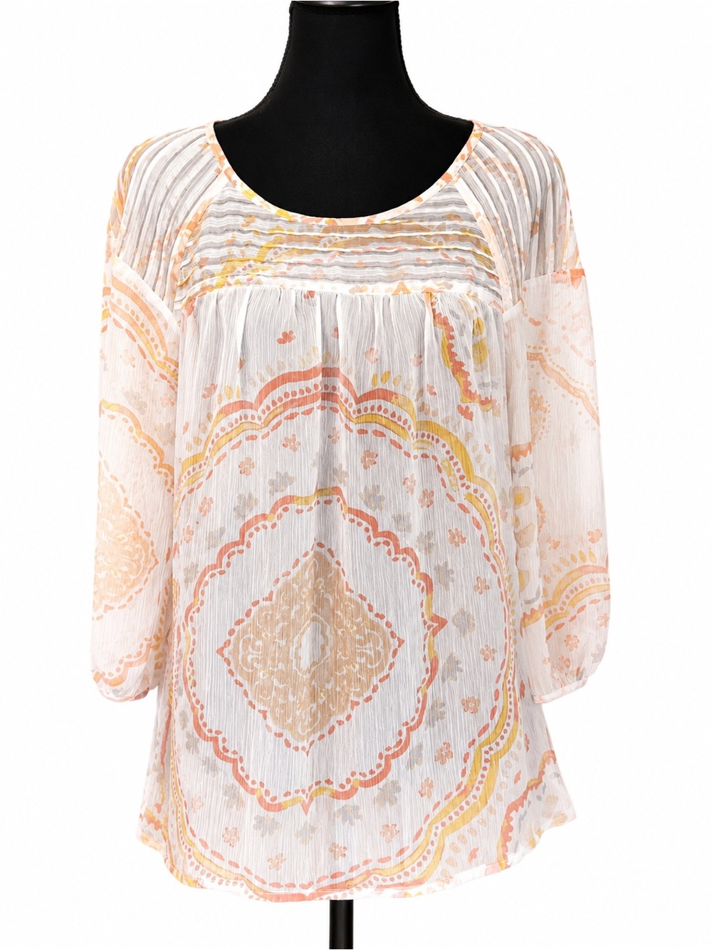Lauren Conrad Flowy Cottage Boho Chic Career Sheer Top Size Women’s Large